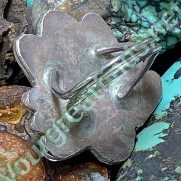 Vintage 1970s Nugget Turquoise Ring Sterling Silver Size 5.5 - Picture 4 of 5